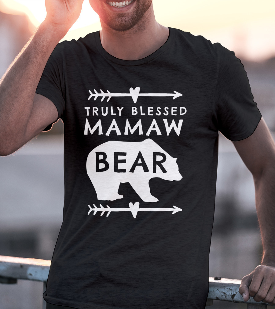 Truly Blessed Mamaw Bear Grandma Bear Silhouette Arrows Hearts T-Shirt