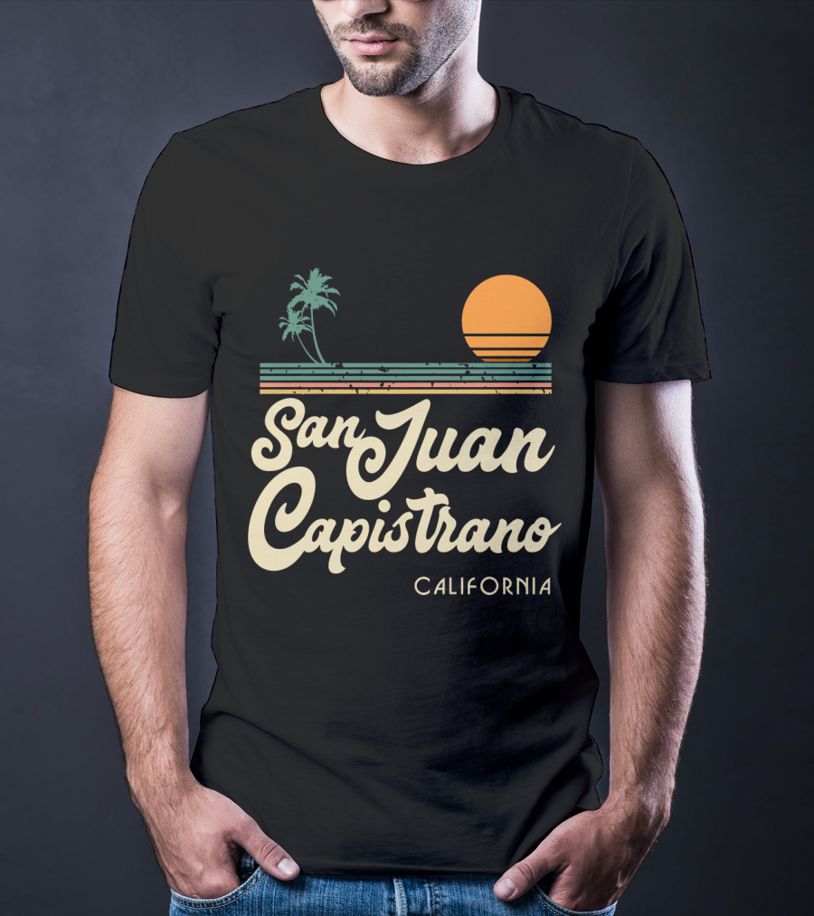 San Juan Capistrano California Vintage Sun And Palm Trees T-Shirt