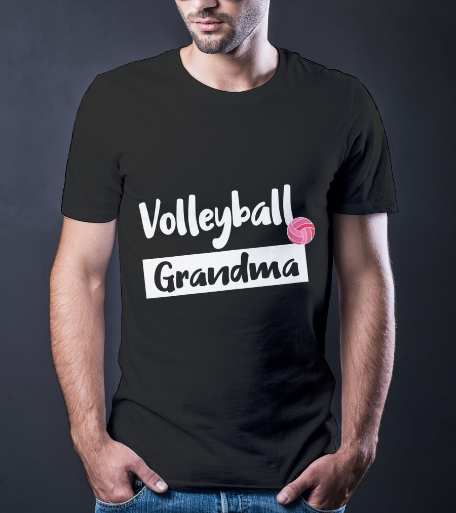 Volleyball Grandma Fun Pink Ball Motif T-Shirt