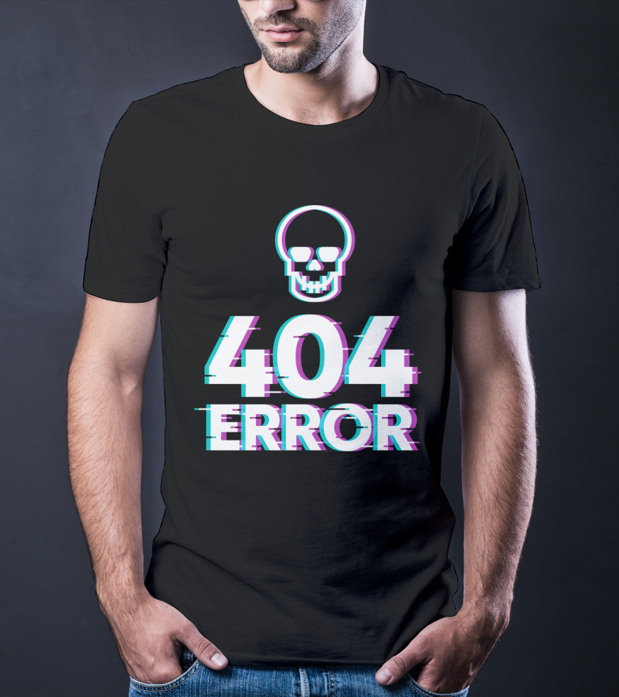 404 Error Skull Glitch T-Shirt