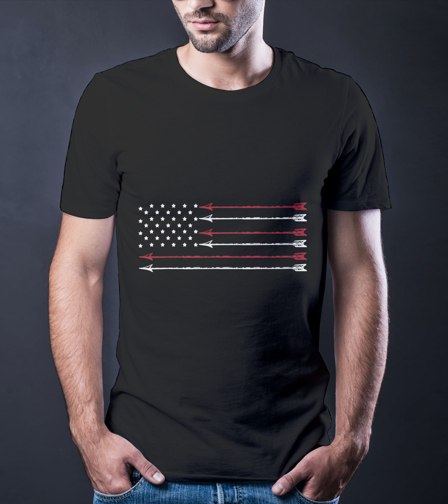 USA Flag Arrows Archery Hunting T-Shirt