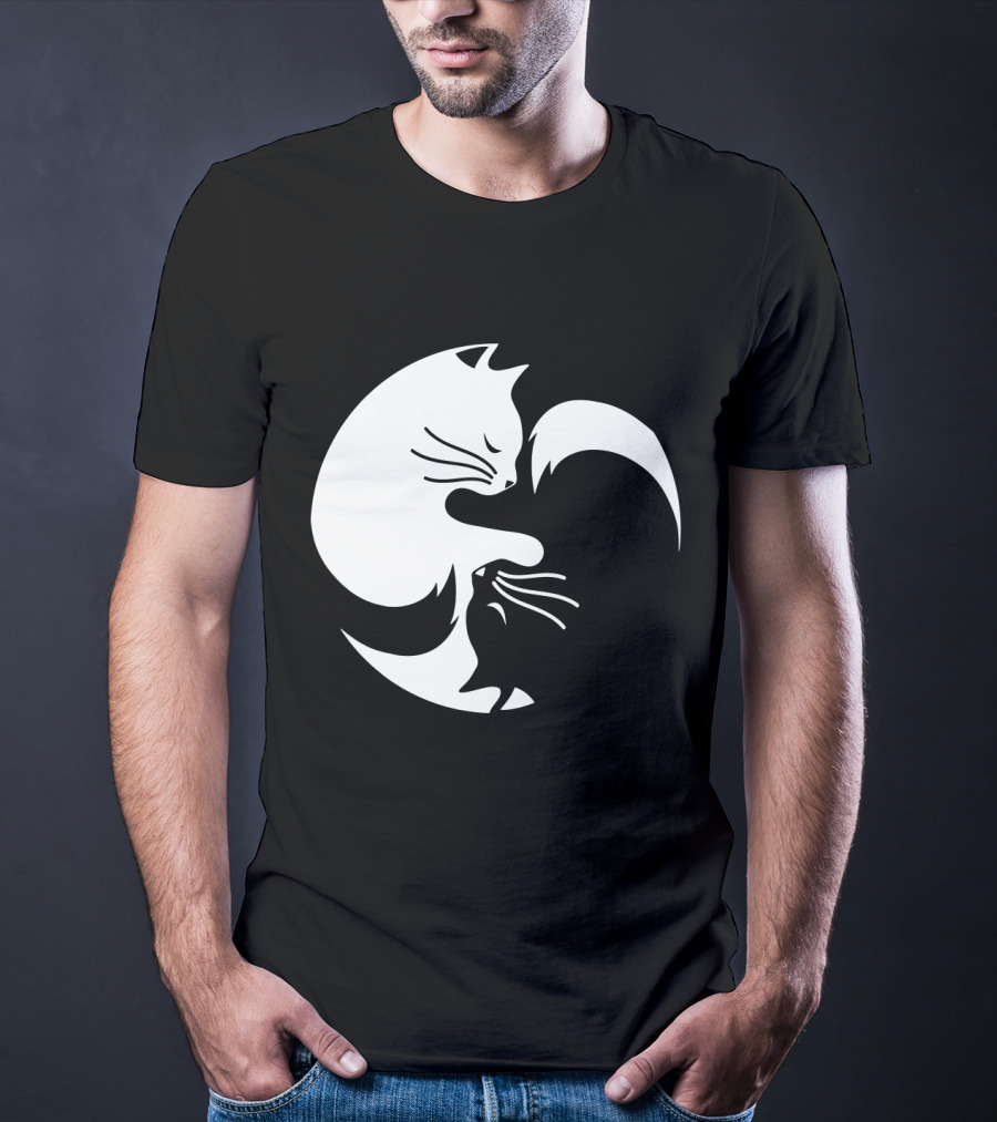 Cat Yin Yang Spiritual Meditation Yoga Balance T-Shirt