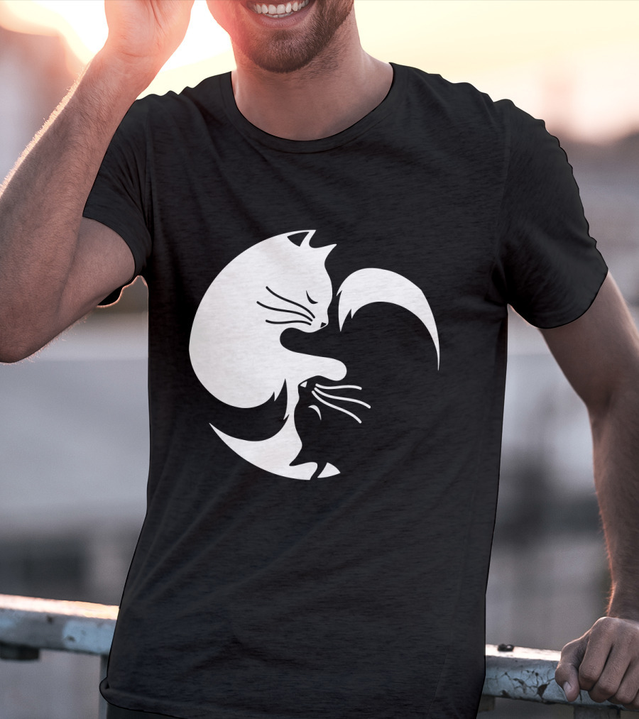 Cat Yin Yang Spiritual Meditation Yoga Balance T-Shirt