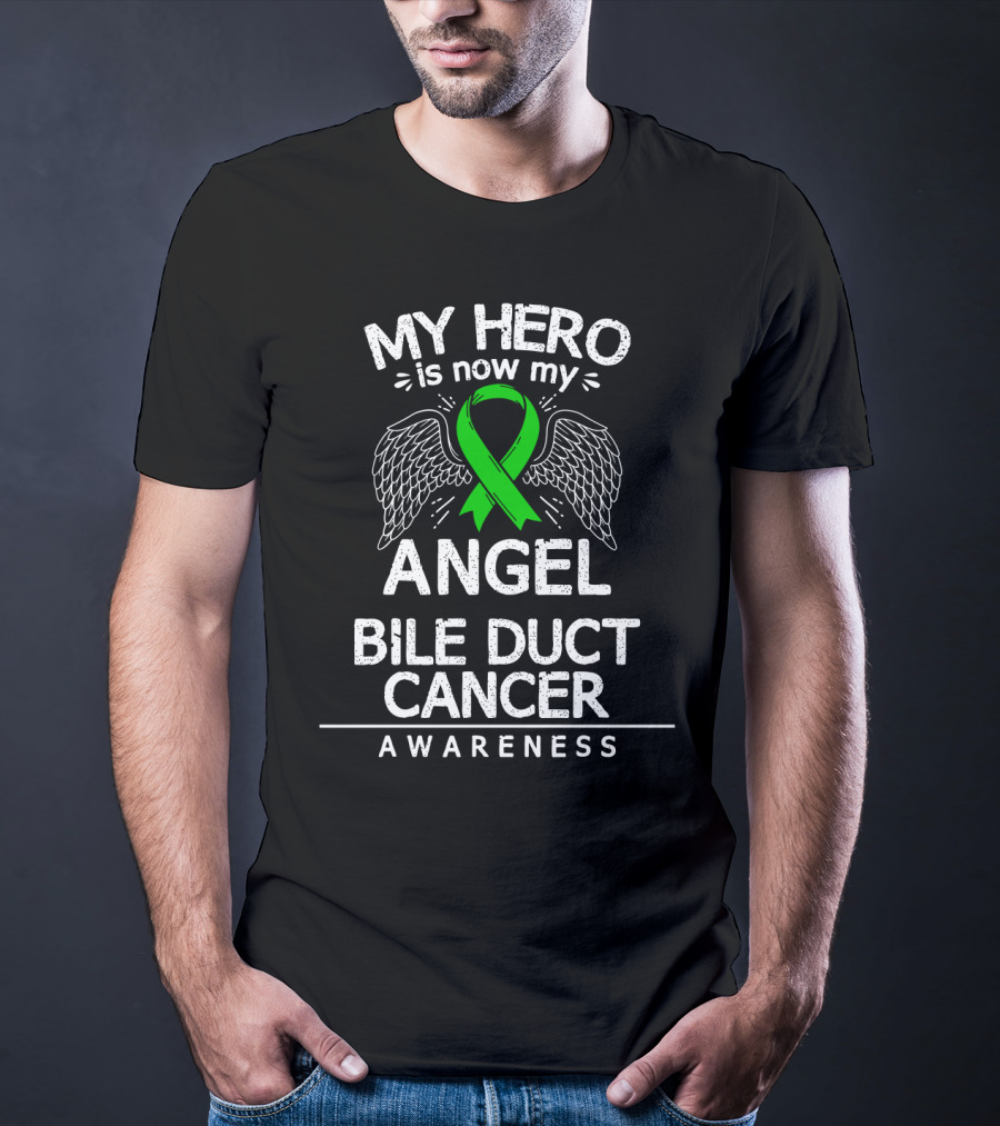 My Hero Is Now My Angel Bile Duct Cancer Awareness T-Shirt
