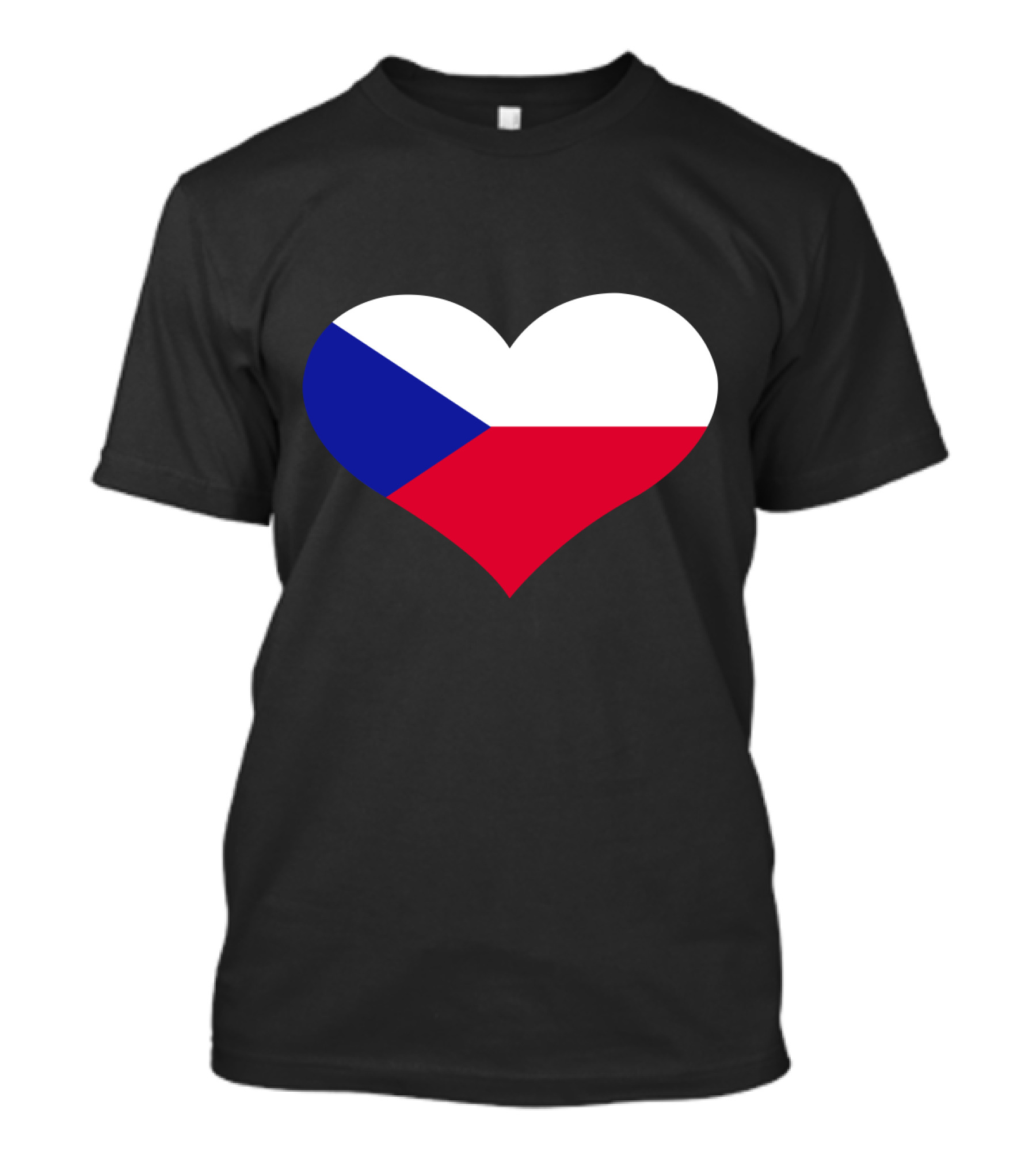 Czech Republic Flag Heart Shape T-Shirt