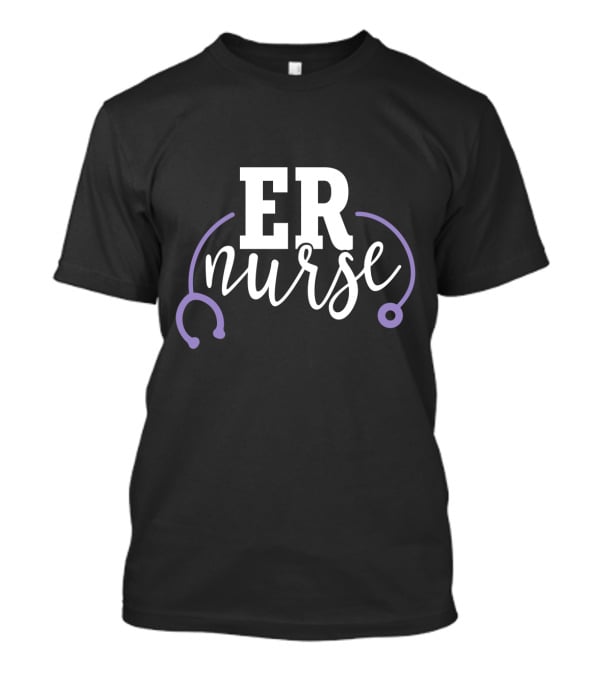 ER Nurse Stethoscope Emergency Room RN Purple T-Shirt
