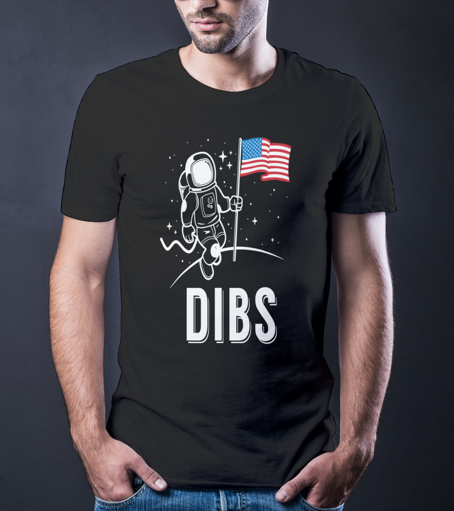 Astronaut Dibs On The American Flag Moon Landing T-Shirt