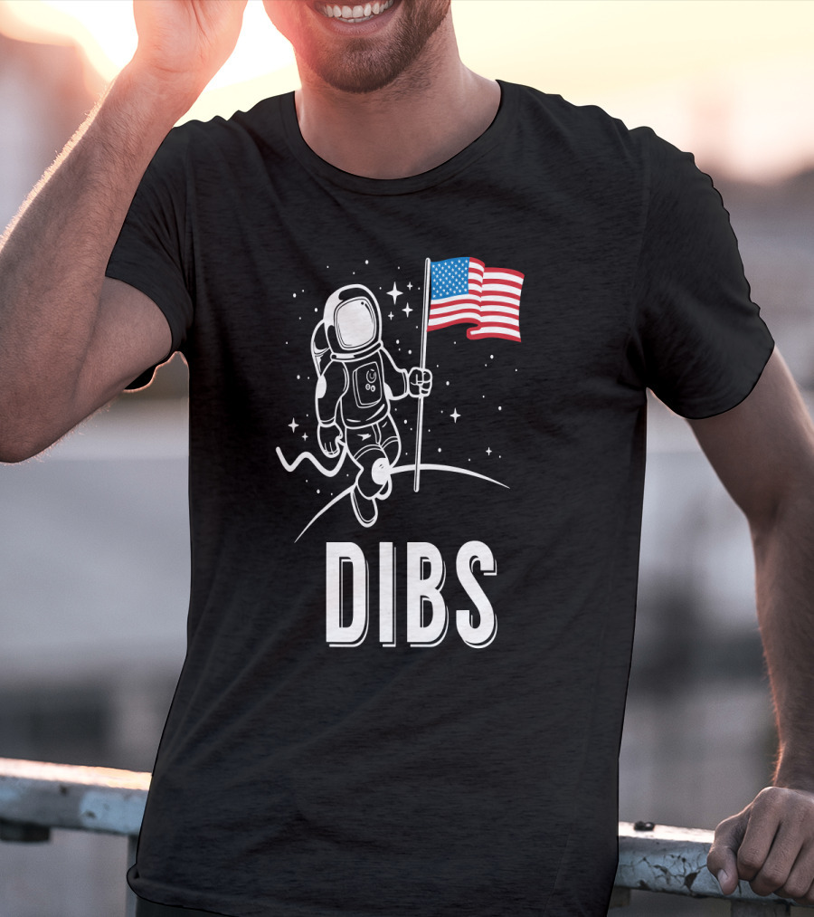 Astronaut Dibs On The American Flag Moon Landing T-Shirt