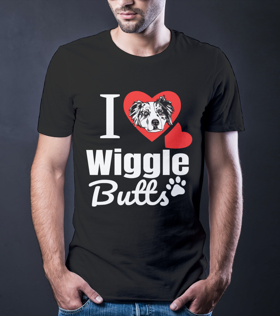 I Love Wiggle Butts I Heart Australian Shepherd T-Shirt