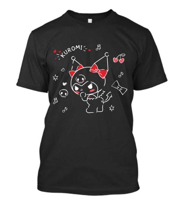 Kuromi Mischievous Hearts Music Skulls And Bows T-Shirt
