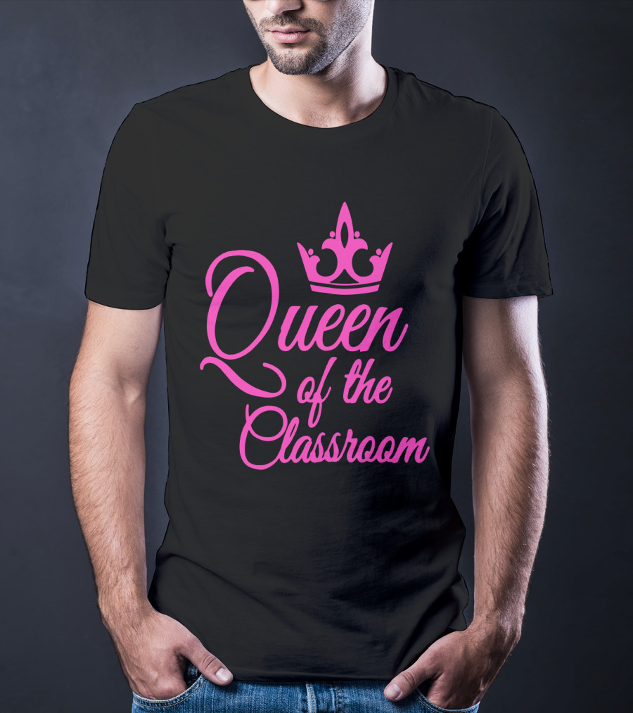 Queen Of The Classroom Pink Crown Motif T-Shirt