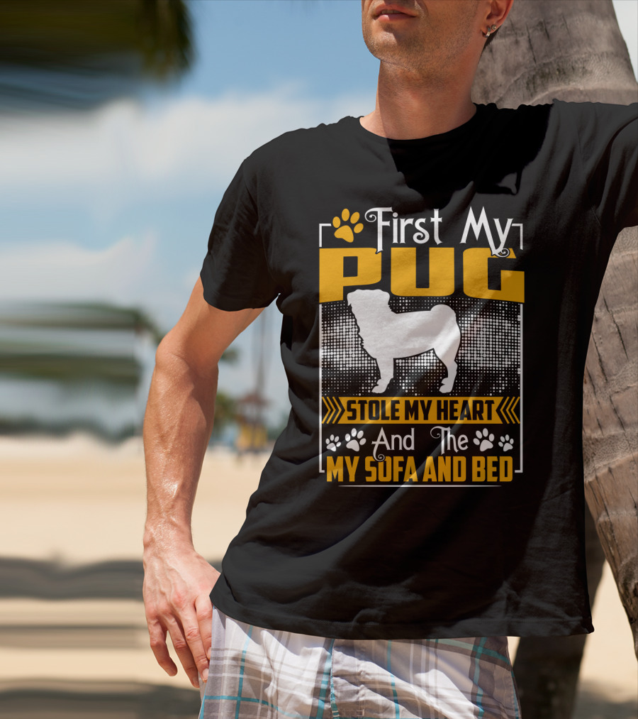 First My Pug Stole My Heart And Then My Sofa And Bed T-Shirt