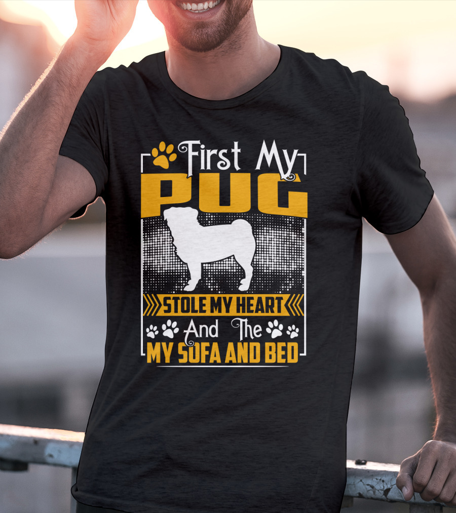 First My Pug Stole My Heart And Then My Sofa And Bed T-Shirt