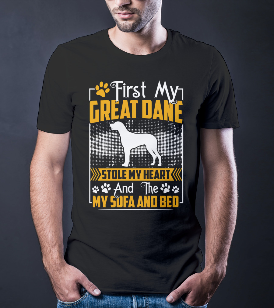 First My Great Dane Stole My Heart And Then My Sofa And Bed T-Shirt