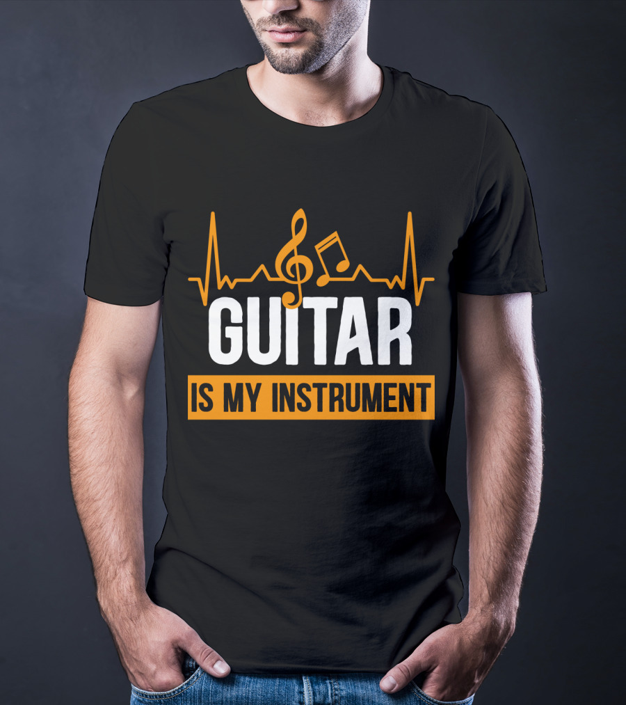 Guitar Is My Instrument With Heartbeat Music Notes T-Shirt