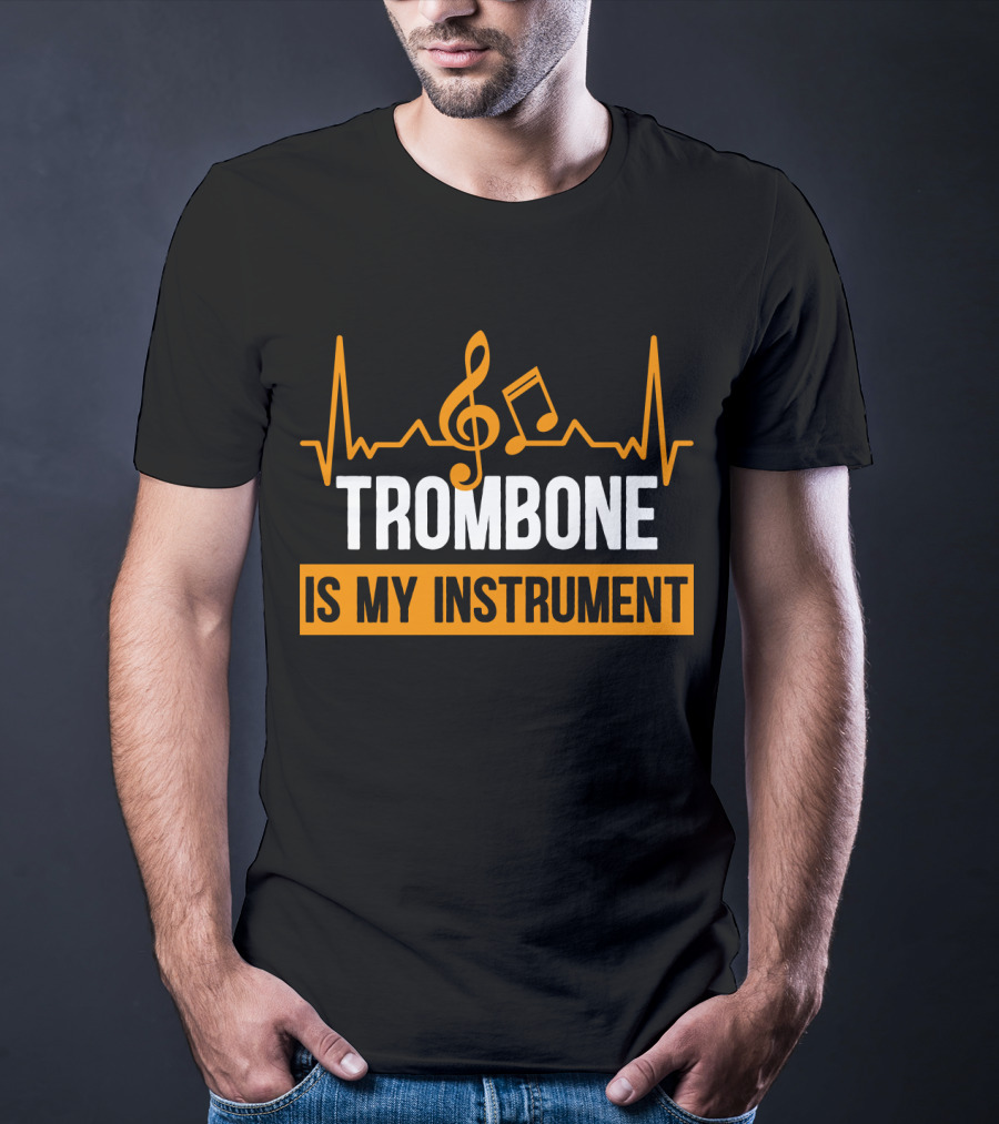 Trombone Is My Instrument Clef Pulse Music Notes T-Shirt