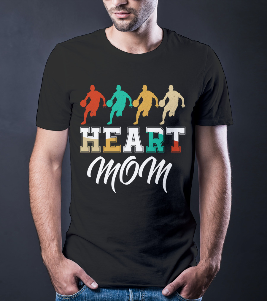 Basketball Heart Mom Quartet Players T-Shirt