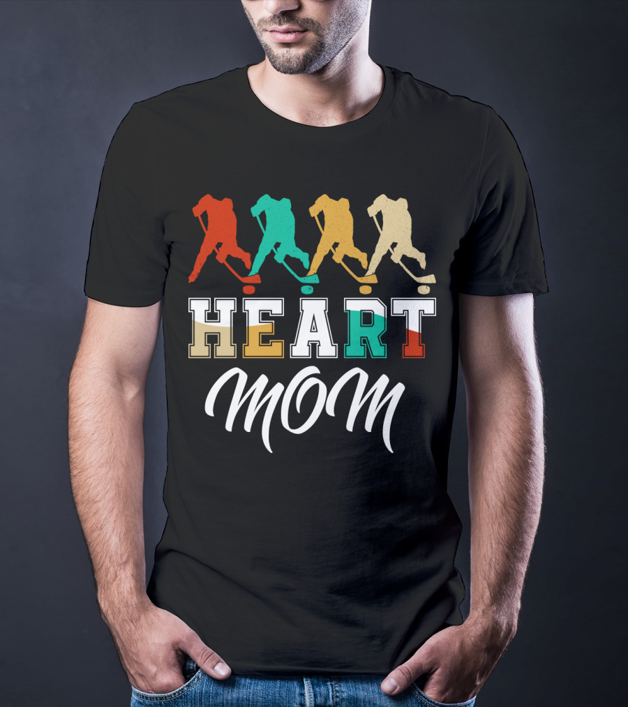 Hockey Heart Mom Vintage Silhouette Player Sequence T-Shirt