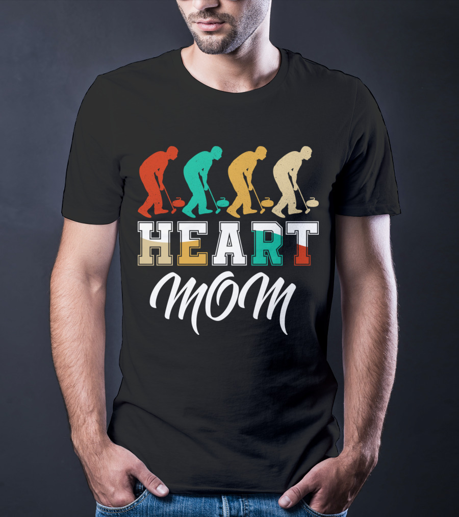 HEART Mom Curling Players T-Shirt