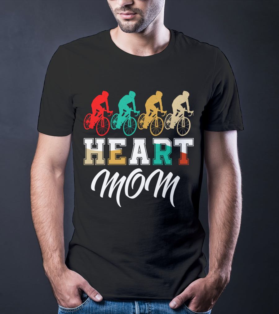 Cycling Heart Mom Colorful Biking T-Shirt