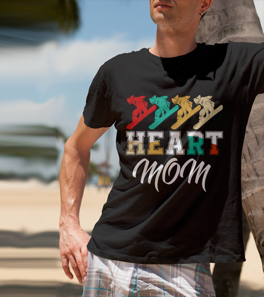 Snowboarding Heart Mom Multicolor Boarders T-Shirt