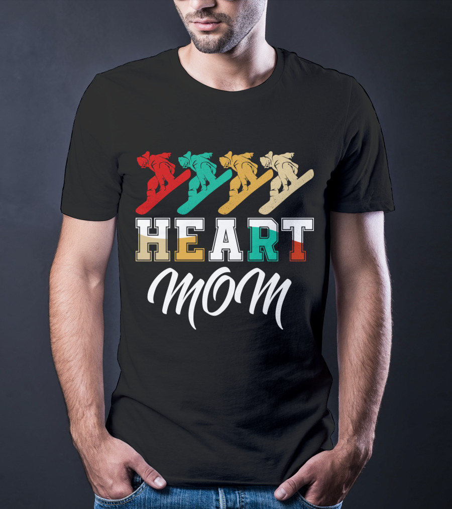 Snowboarding Heart Mom Multicolor Boarders T-Shirt