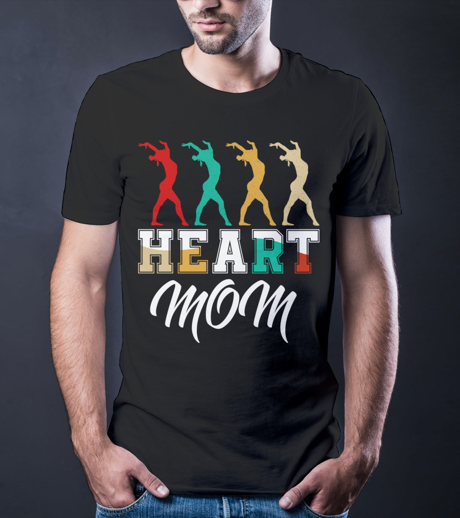 Gymnastics Heart Mom Colorful T-Shirt