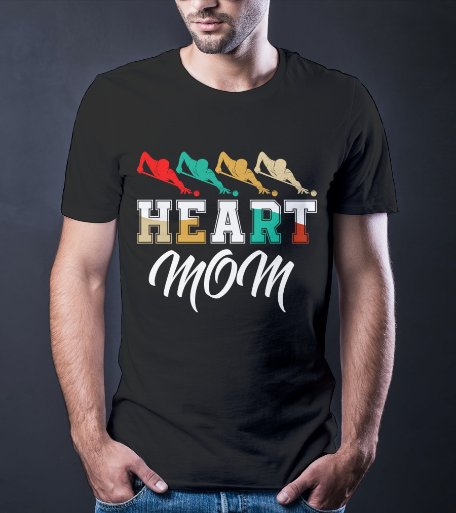 Billiards Heart Mom Pool Player T-Shirt