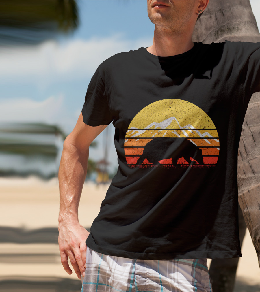 Retro Sunset Mountain Badger T-Shirt