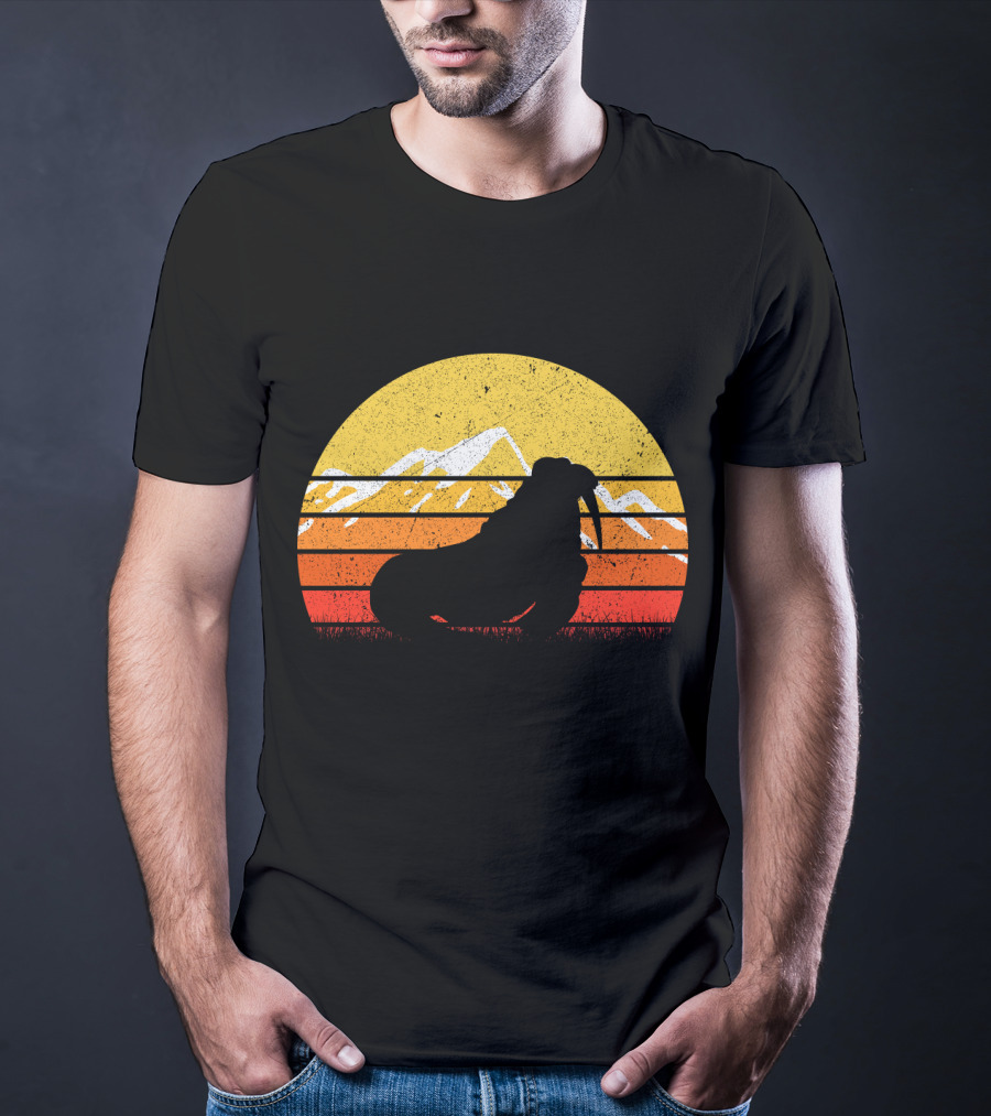 Retro Vintage Walrus Sunset Mountains T-Shirt