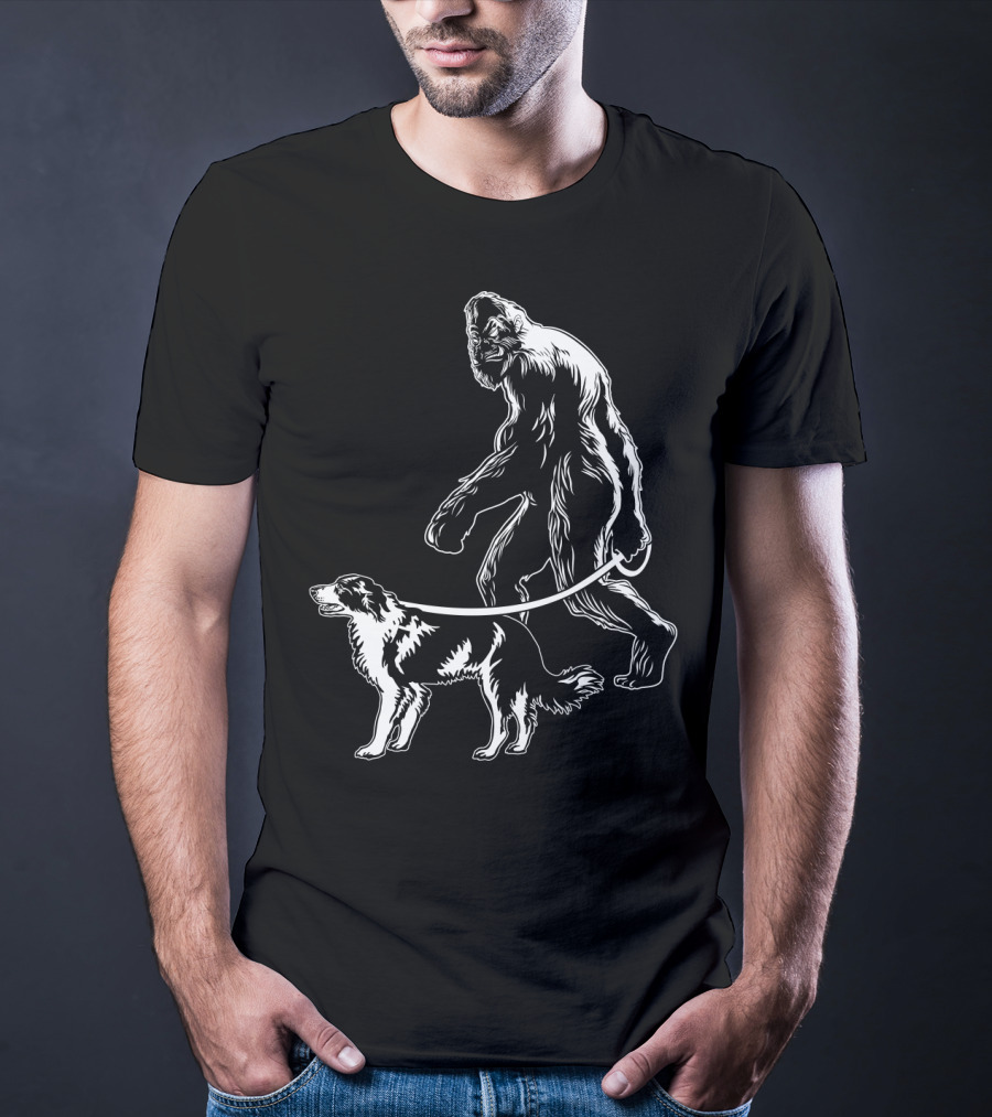 Bigfoot Walking Border Collie T-Shirt