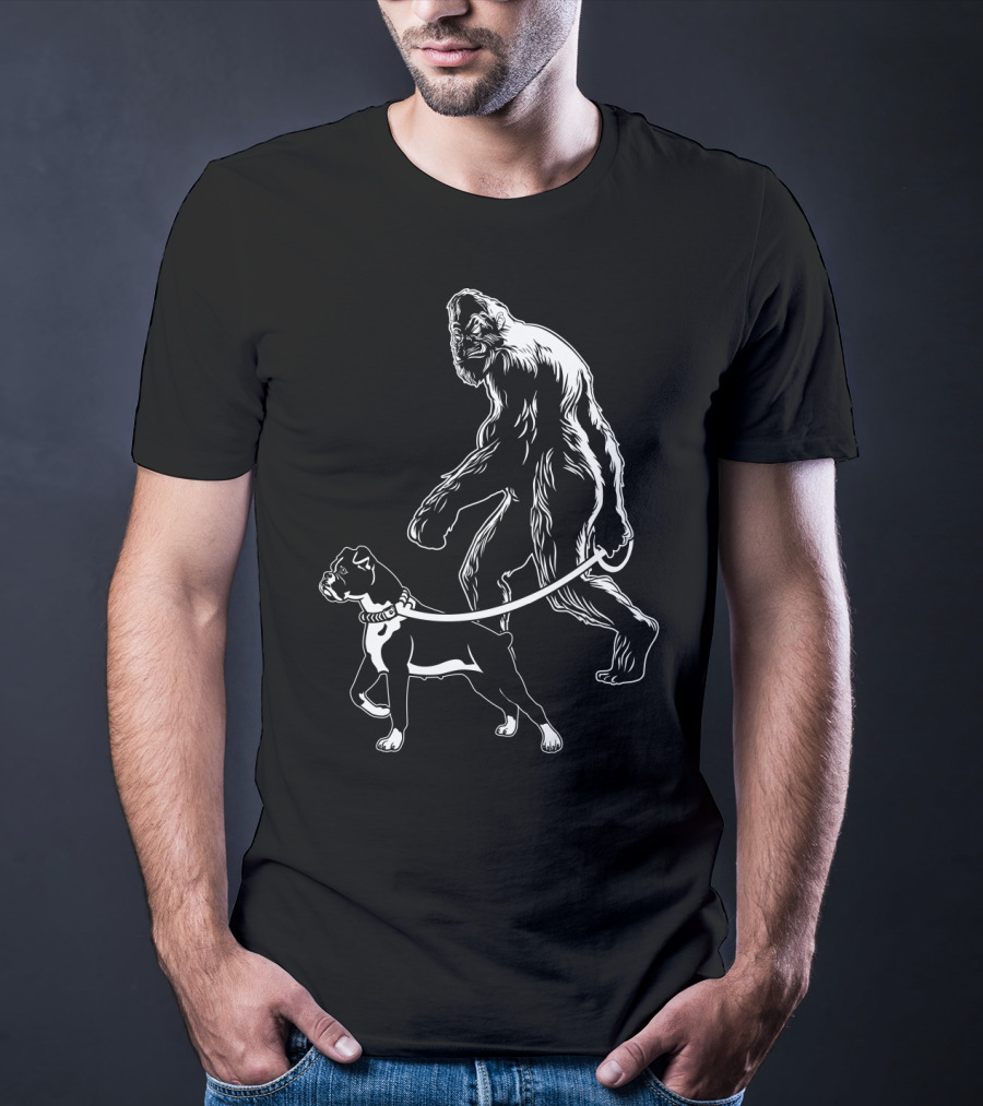 Bigfoot Walking Boxer Dog T-Shirt