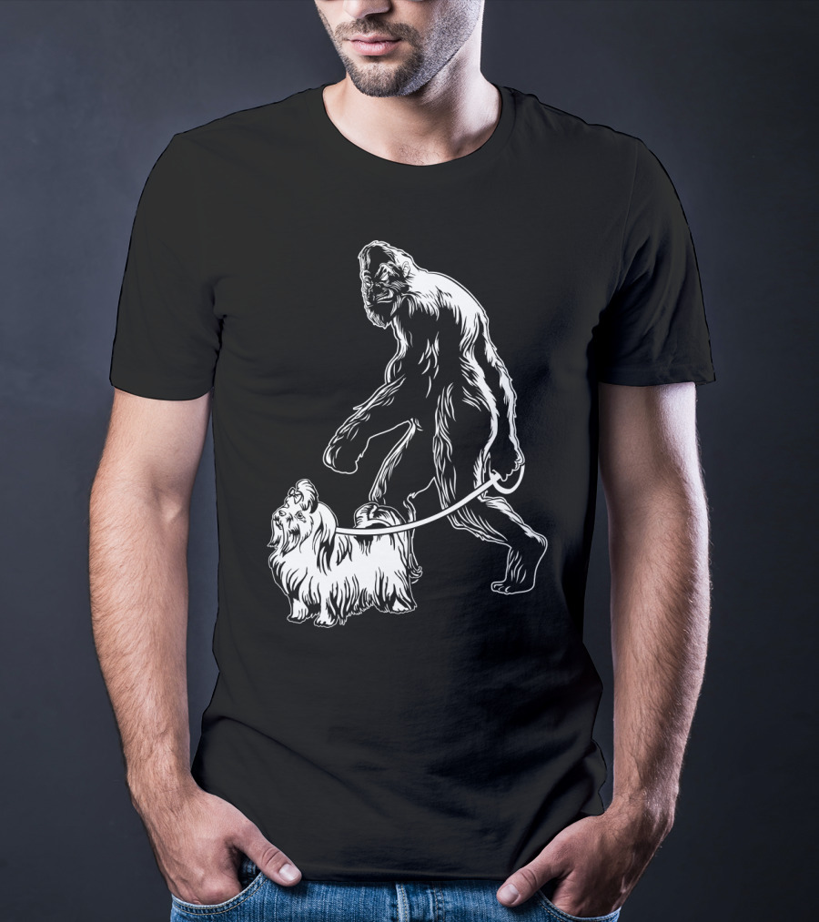 Bigfoot Walking Maltese Dog T-Shirt