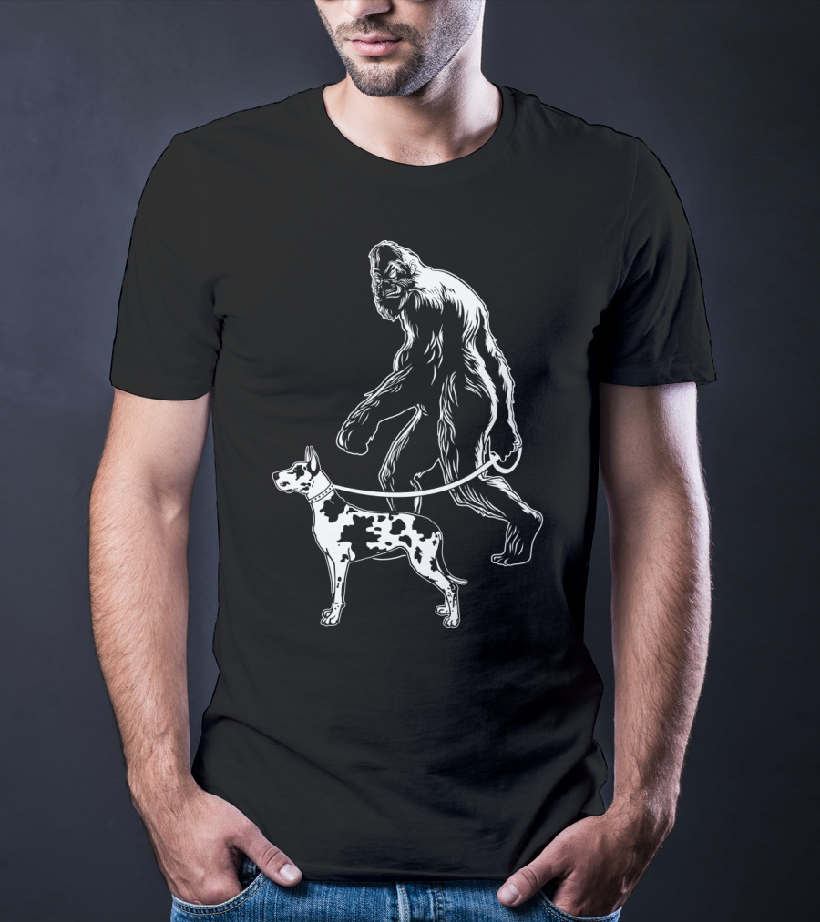 Bigfoot Walking Great Dane Dog T-Shirt