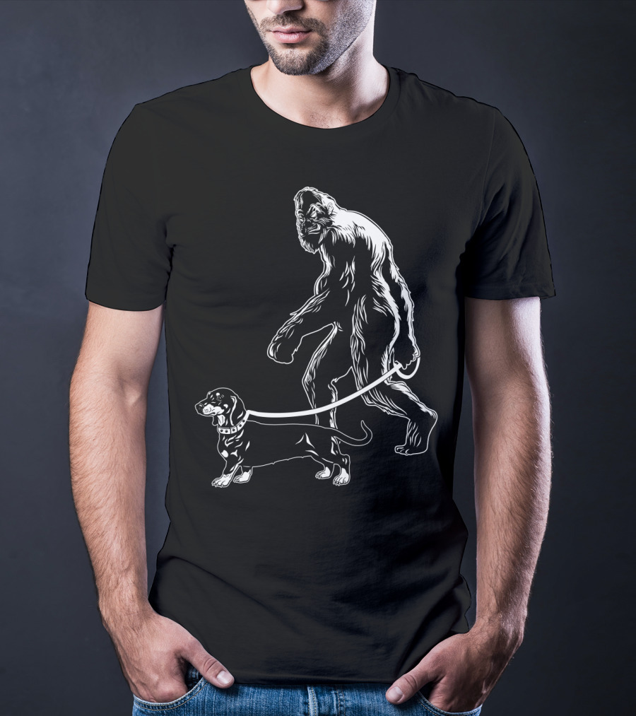 Bigfoot Walking Dachshund Dog T-Shirt
