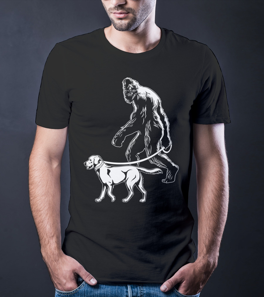 Bigfoot Walking Labrador Dog T-Shirt