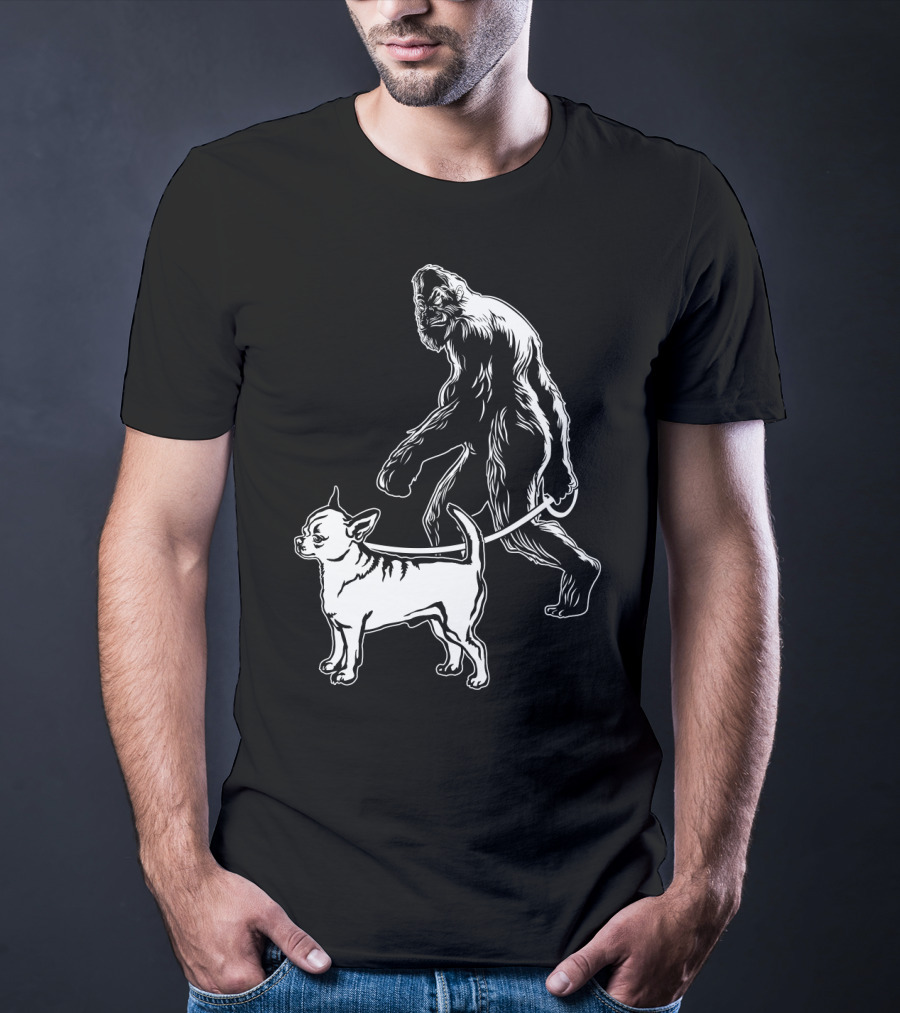 Bigfoot Walking Chihuahua Dog T-Shirt