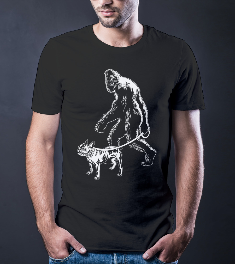 Bigfoot Walking French Bulldog Creature Companion T-Shirt