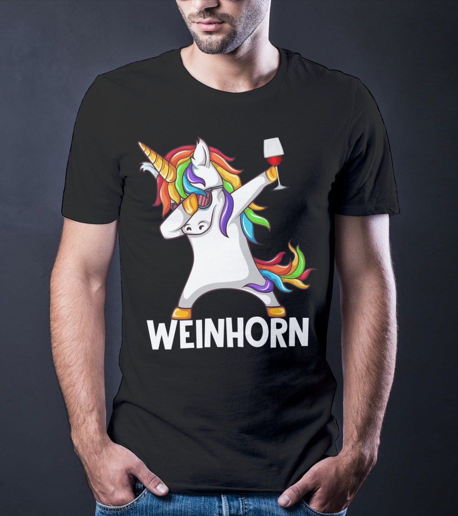 Weinhorn Dabbing Einhorn With Wine Glass T-Shirt