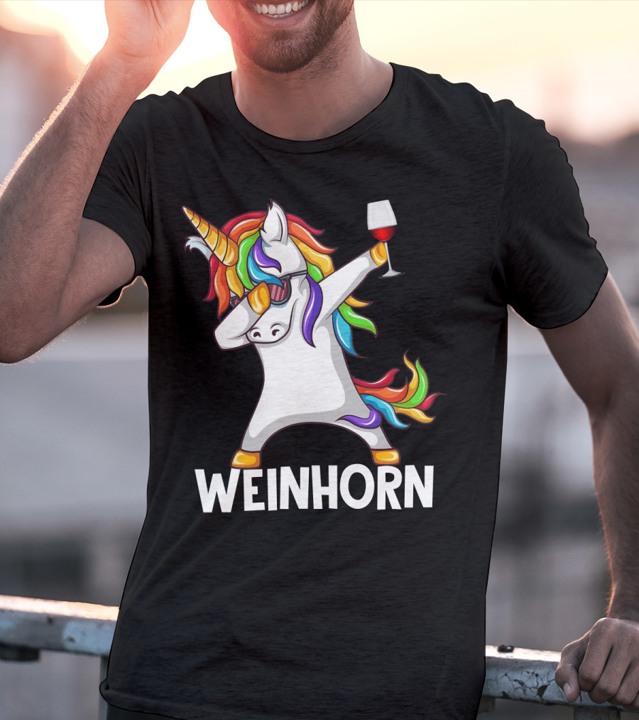 Weinhorn Dabbing Einhorn With Wine Glass T-Shirt