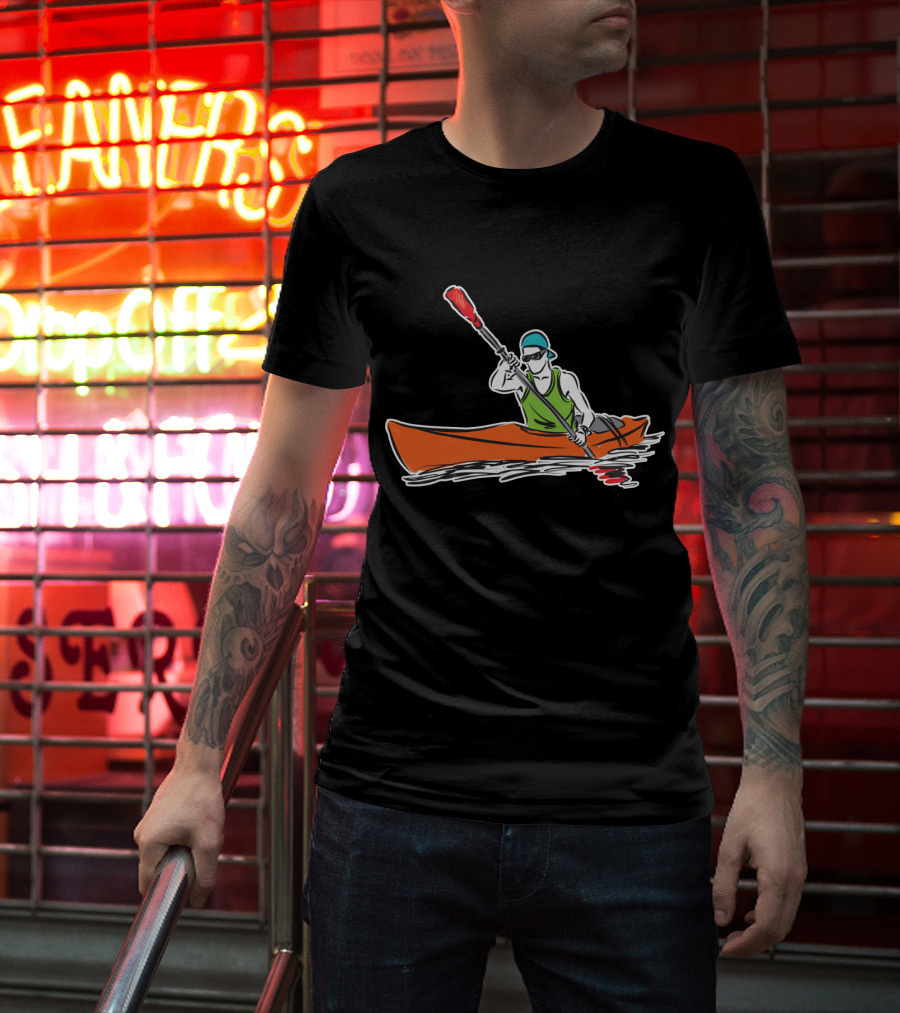 Grönland Kajak Paddel Sportler Line Zeichnen T-Shirt