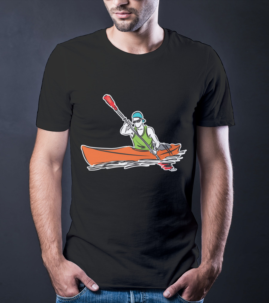 Grönland Kajak Paddel Sportler Line Zeichnen T-Shirt