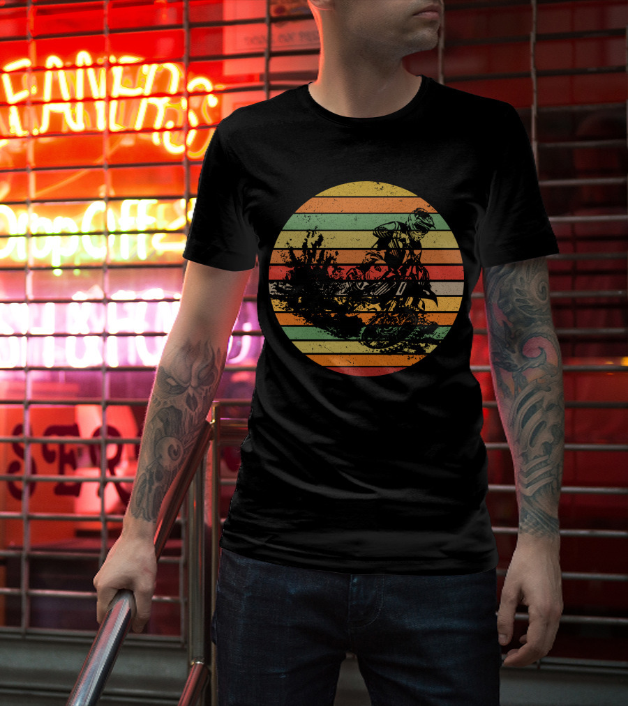 Vintage Motocross Dirt Bike Retro Vibes With Rider T-Shirt