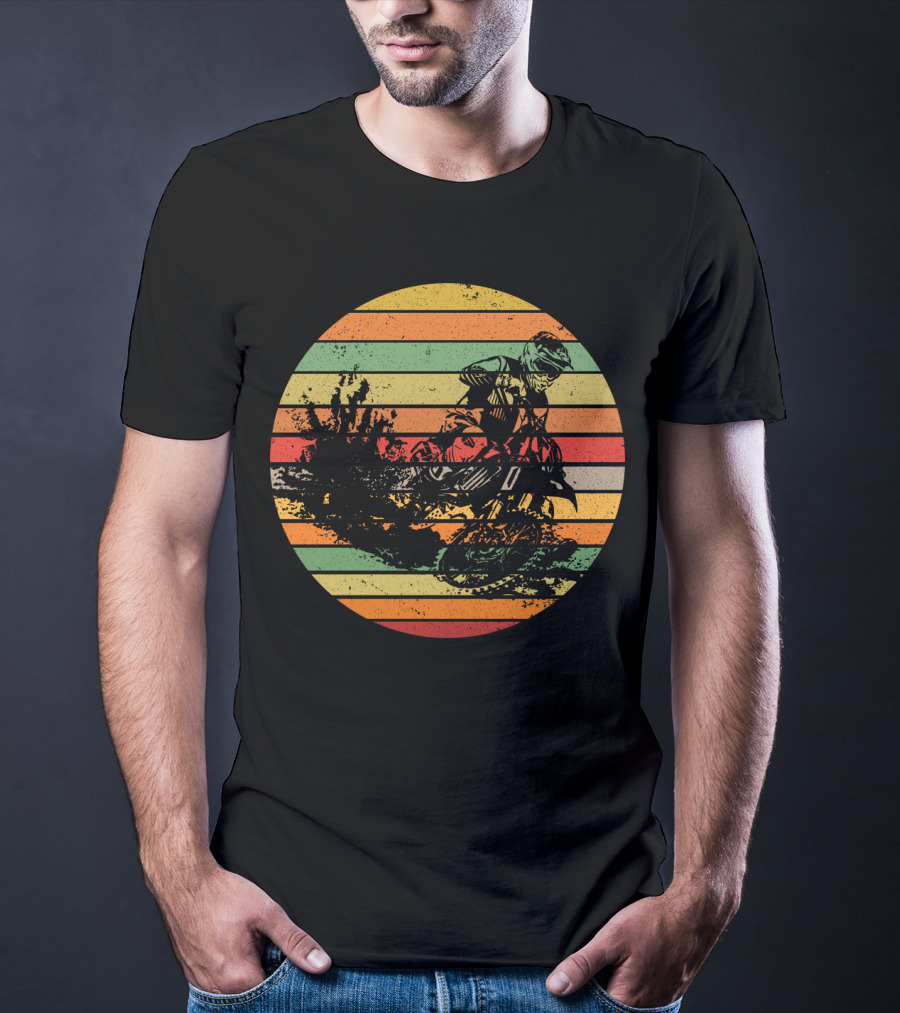 Vintage Motocross Dirt Bike Retro Vibes With Rider T-Shirt