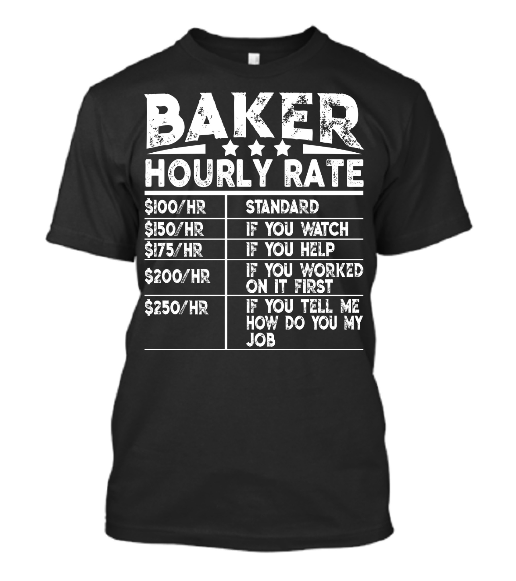 Baker Hourly Rate Standard If You Watch Help Worked First Tell Me How You Do My Job T-Shirt
