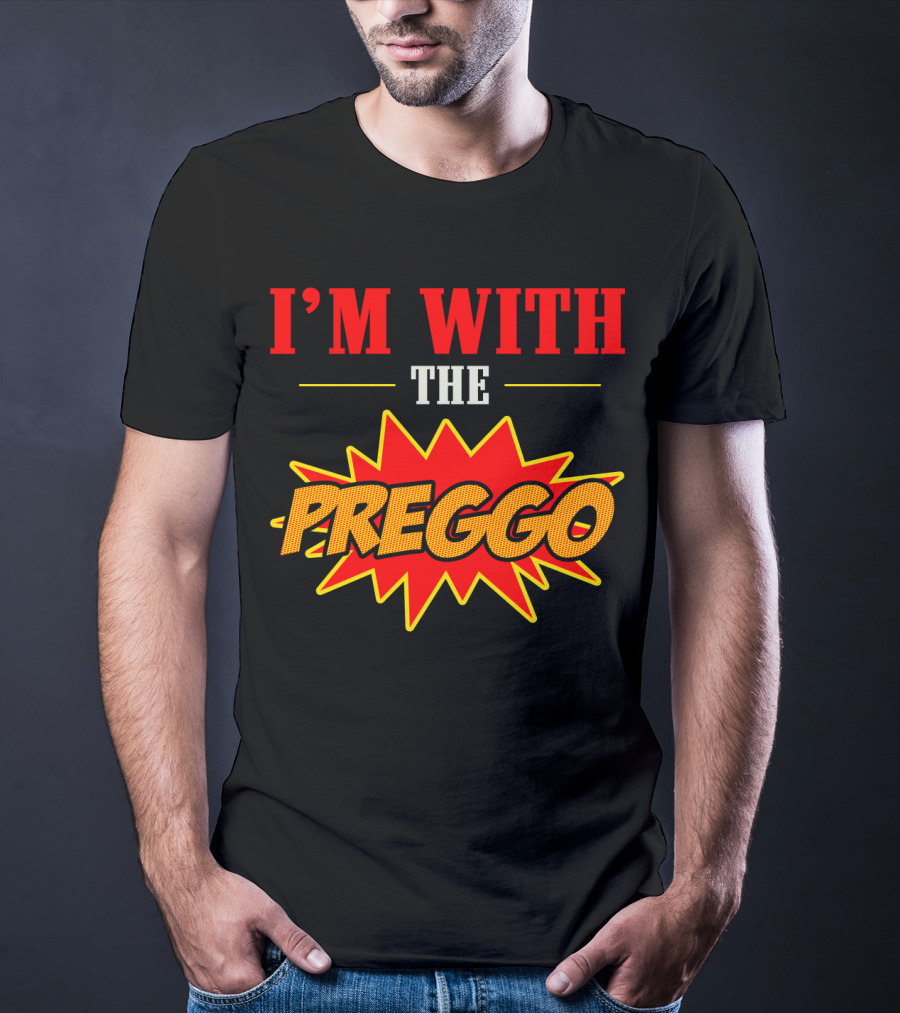 I'm With The Preggo Comic Style Burst T-Shirt