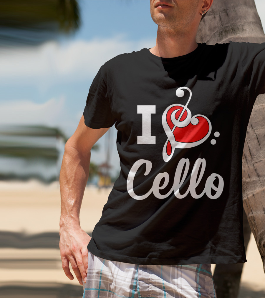 I Love Cello Treble Clef Heart T-Shirt