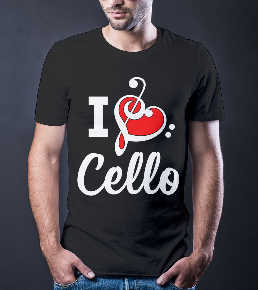 I Love Cello Treble Clef Heart T-Shirt