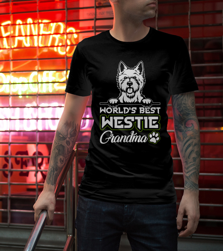 World's Best Westie Grandma Paw Print T-Shirt