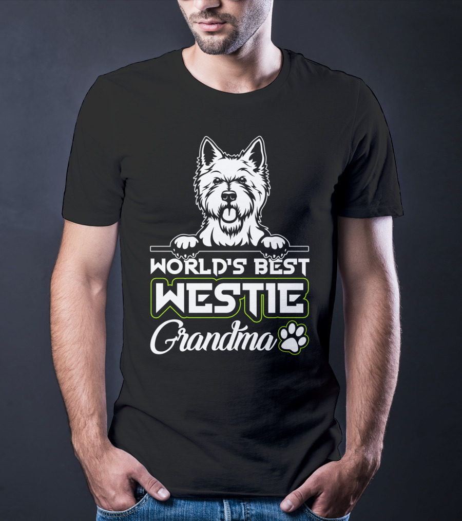 World's Best Westie Grandma Paw Print T-Shirt